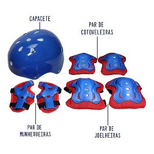 Patins 4 rodas Unitoys Com Kit Proteção Tam. 30 a 33 - Azul