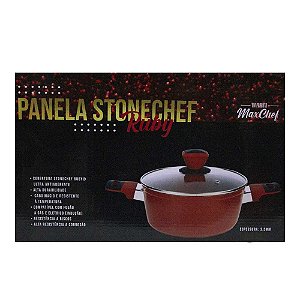 Panela StoneChef Ruby Tampa de Vidro 18cm - Vermelho