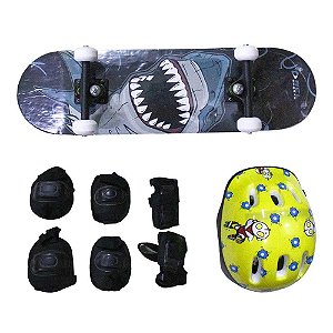 Kit Skate + Acessórios de Proteção Bel Sports Tubarão