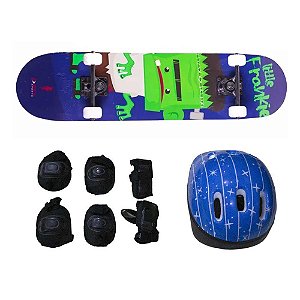 Kit Skate + Acessórios de Proteção Bel Sports Frankie