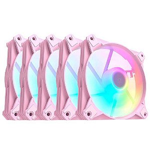 Kit Cooler 5 em 1 Hyrax Motospeed RGB 120mm HCL605P - Pink