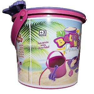 Baldinho de Praia Para Meninas World Blocks Rosa Ref.4.300