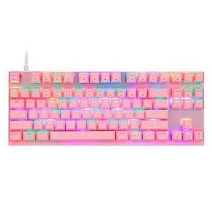 Teclado Mecânico Gamer Motospeed CK82 Rosa - Switch Red