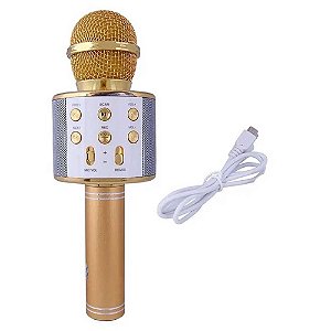 Brinquedo Microfone Karaokê Bluetooth Toyng Ref36739 Dourado