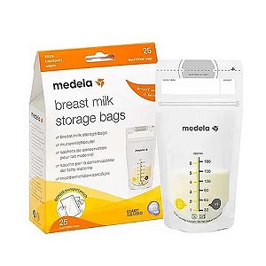 Kit 25 Sacos P/ Armazenamento de Leite Materno 180ml Medela