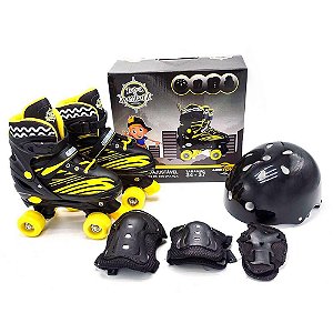 Patins Quad Unitoys Ajustável 34/37 Preto/Amarelo Ref.1397M