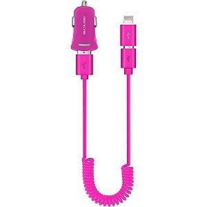 Carregador Automotivo Android/Iphone Multilaser CB094 Rosa