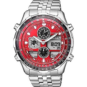 Relógio Masculino Citizen Cronógrafo TZ10173V Prata/Vermelho