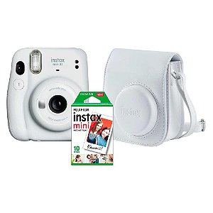 Kit Câmera Instax Mini 11 + Bolsa + Filme 10 Poses - Branco