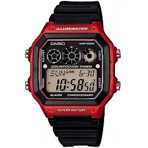Relógio Masculino Casio Digital AE-1300WH-4AVDF Vermelho