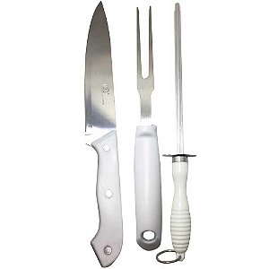 Kit Para Churrasco 3 Peças Só Qualidade SQ-2951 Branco