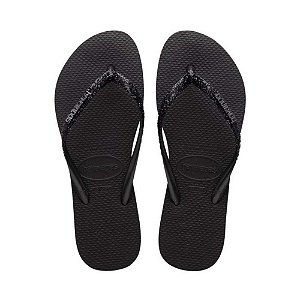 Chinelo Havaianas Slim Glitter II Preto/Cinza - 37/38