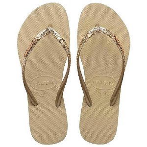 Chinelo Havaianas Slim Glitter II Areia -33/34