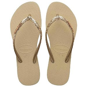 Chinelo Havaianas Slim Glitter II Areia - 37/38