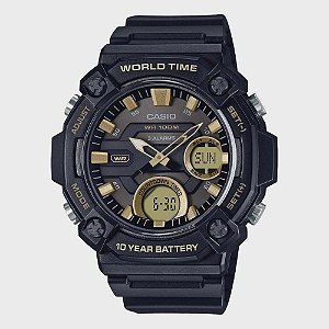 Relógio Masculino Casio Anadigi AEQ-120W-9AVDF Preto