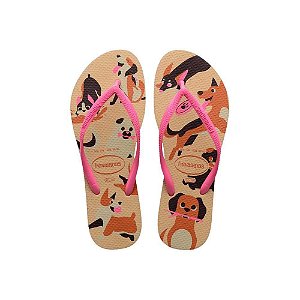 Chinelo Havaianas Slim Pets Dourado - 35/36