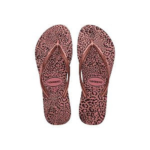 Chinelo Havaianas Slim Animals Rosa Crocus/Dourado - 37/38