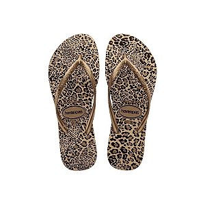 Chinelo Havaianas Slim Animals Areia/Dourado - 37/38