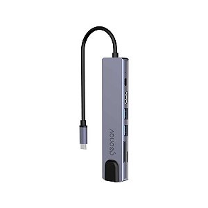 Cabo Adaptador USB-C Para 7 Portas C/ Gigabit Geonav - UCA11
