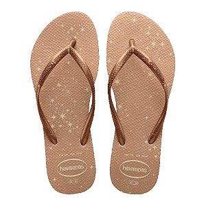 Chinelo Havaianas Slim Gloss Bege Palha - 39/40