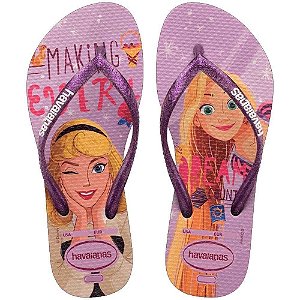 Chinelo Havaianas Infantil Slim Princess Bege Palha - 31/32