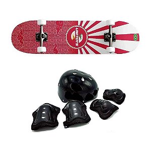 Skate Com Kit de Proteção Unitoys Ref.1042 - Shape Vermelho