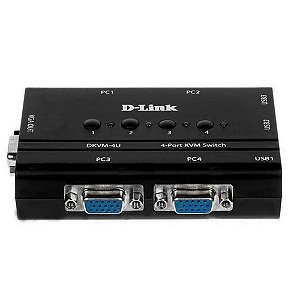 Switch D-Link 4 Portas VGA/USB KVM DKVM-4U Preto