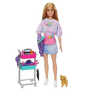 Boneca Barbie Conjunto Malibu Cabeleireira Mattel HNK95