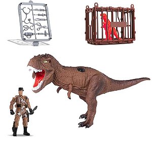 Dinossauro C/ Boneco Bee Toys T-Rex Com Som 5 Pçs Ref.0571