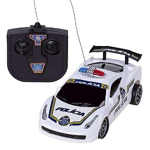 Carro Controle Remoto Cks Toys Polícia K2747P Branco