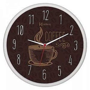 Relógio de Parede Herweg 26cm Quartz Café 660014-021 Branco