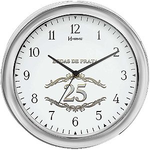 Relógio de Parede Herweg 28cm Quartz Bodas de Prata 6636-028