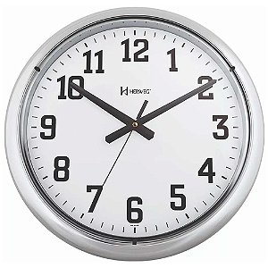 Relógio de Parede Herweg 40cm Quartz 6128-028 Cromado Liso