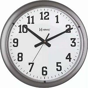 Relógio de Parede Herweg 40cm Quartz 6129-070 Prata Metalico