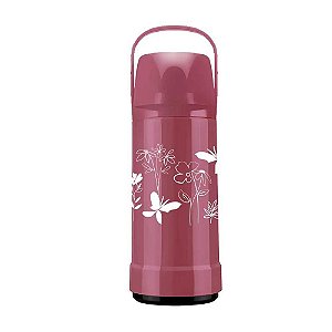 Garrafa Térmica Invicta GLT Pressão 1L Flores - Rosa Dust