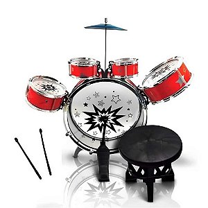 Mini Bateria Infantil C/ Banco Importway BW039VM - Vermelho