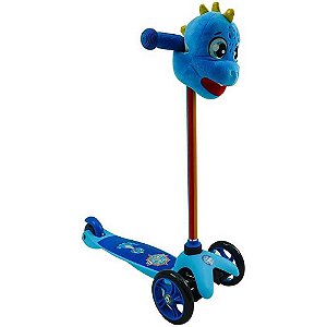 Patinete Dino Com Pelúcia Unitoys 3 Rodas Ref.1798 - Azul