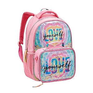 Kit Mochila de Costas e Lancheira Seanite Love MI41471 Rosa