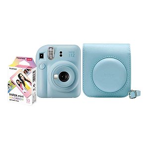 Kit Câmera Fujifilm Instax Mini 12 + 10 Filmes + Bolsa Azul
