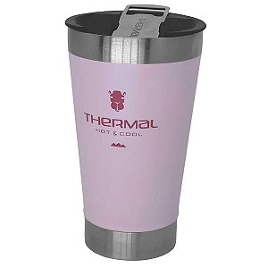 Copo Térmico Com Tampa Thermal Aço Inox 473ml - Rosa