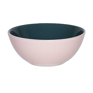 Tigela Bowl de Cerâmica Oxford 600ml 16cm - Rosa e Verde