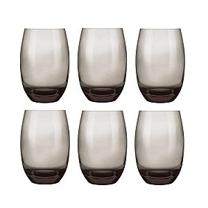 Conjunto 6 Copos de Vidro Nadir 465ml SM Aruba - Cinza