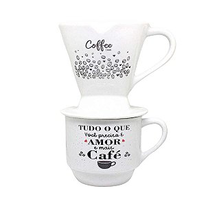 Xícara de Chá Com Coador Lu Porcelanas Hotel Amor e Café