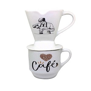 Xícara de Chá Com Coador Lu Porcelanas Hotel Café