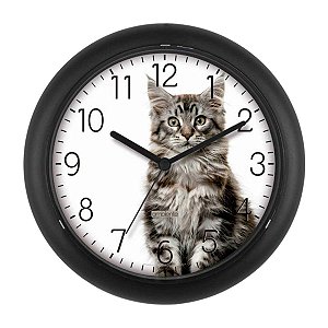 Relógio de Parede Ambiente 25cm Gato 119069-034 Preto