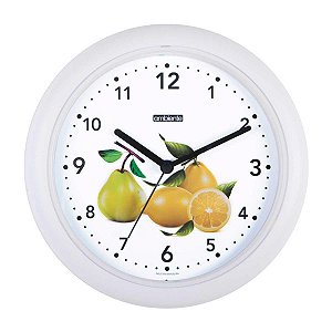 Relógio de Parede Ambiente 25cm Frutas 197300-021 Branco