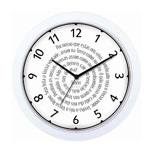 Relógio de Parede Ambiente 28cm Pai Nosso 119074-021 Branco