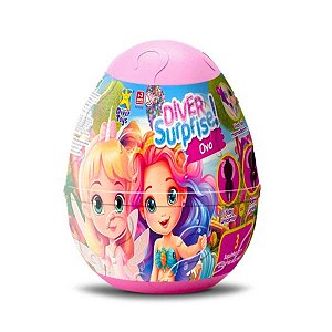 Boneca Diver Surpresa Ovo Divertoys Ref.8248 Rosa Claro