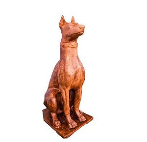 CACHORRO DOBERMANN ESCULTURA FERRO FUNDIDO PRONTO ARTES