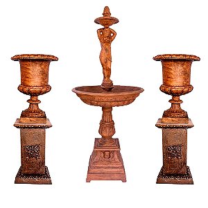 CONJUNTO BRASILIA KIT JARDIM CHAFARIZ VASO BASE FERRO